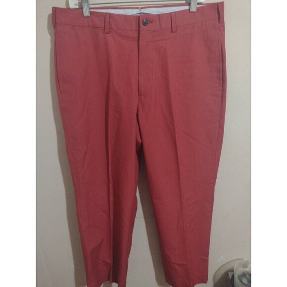 Men's Brooks Brothers Supima Cotton Pants Flat Front Red True Size Is 30x28 - Picture 1 of 10